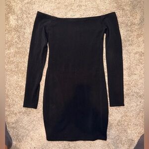 Express Black Long Sleeve bodycon off the shoulder Dress